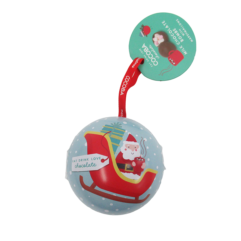 XM クリスマス チョコポムオーナメントボール缶